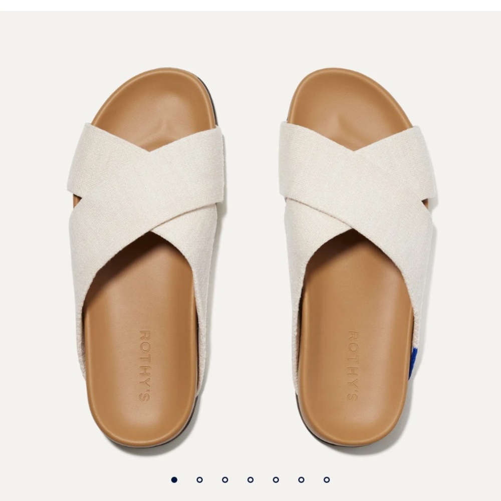 Rothy's Cream Cross-Strap Slide Sandals